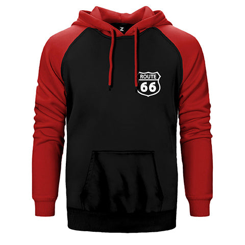 Route66 Logo Çift Renk Reglan Kol Sweatshirt / Hoodie