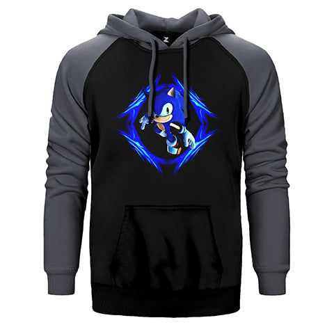 Sonic Blue Çift Renk Reglan Kol Sweatshirt / Hoodie