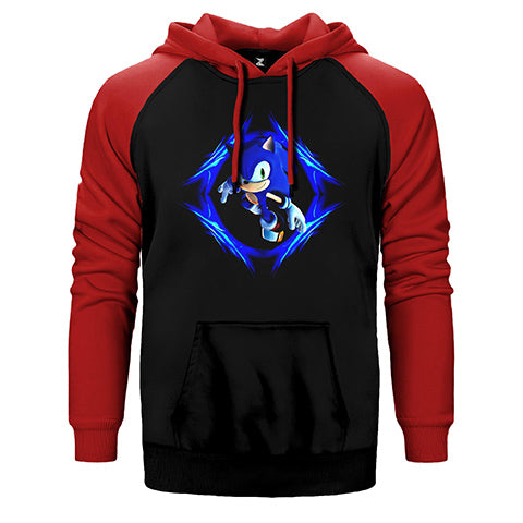 Sonic Blue Çift Renk Reglan Kol Sweatshirt / Hoodie