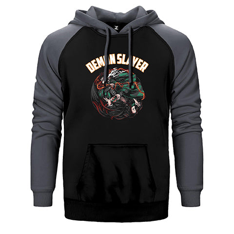 Demon Slayer Çift Renk Reglan Kol Sweatshirt / Hoodie