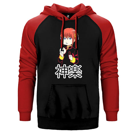 Gintama Kagura Çift Renk Reglan Kol Sweatshirt / Hoodie