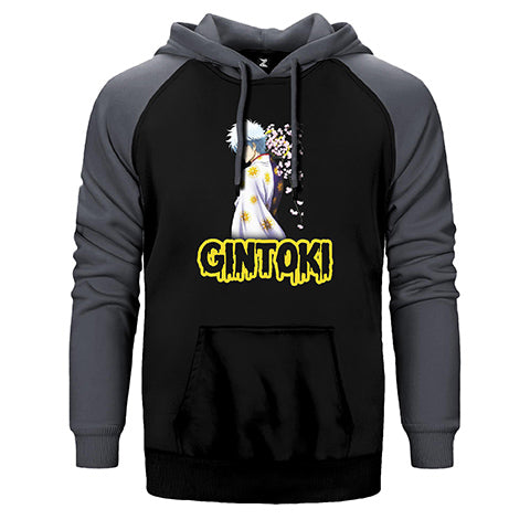 Gintama Sakata Gintoki Çift Renk Reglan Kol Sweatshirt / Hoodie