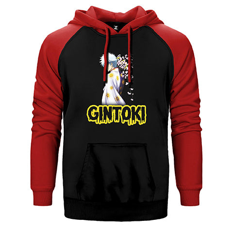 Gintama Sakata Gintoki Çift Renk Reglan Kol Sweatshirt / Hoodie