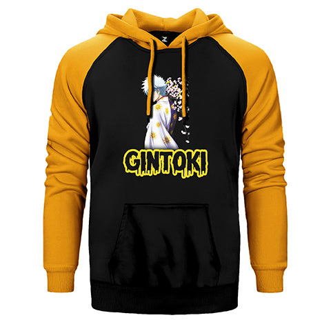 Gintama Sakata Gintoki Çift Renk Reglan Kol Sweatshirt / Hoodie