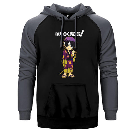 Hataraku Maou sama Hanzo Urushihara 2 Çift Renk Reglan Kol Sweatshirt / Hoodie
