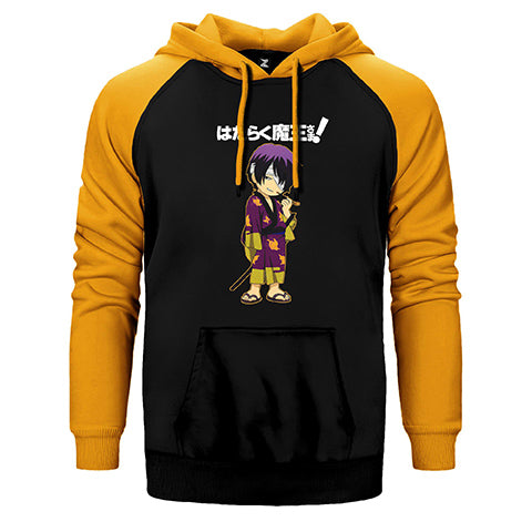 Hataraku Maou sama Hanzo Urushihara 2 Çift Renk Reglan Kol Sweatshirt / Hoodie