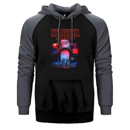 Stranger Things Universal Çift Renk Reglan Kol Sweatshirt / Hoodie