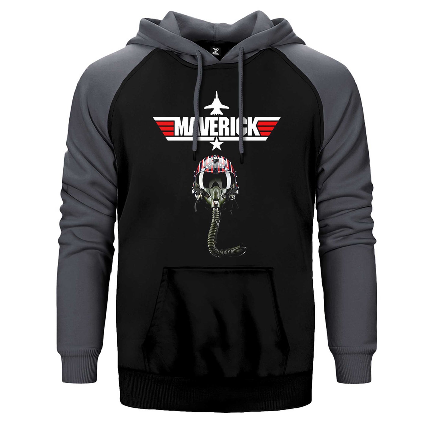 Top Gun Helmet Çift Renk Reglan Kol Sweatshirt / Hoodie