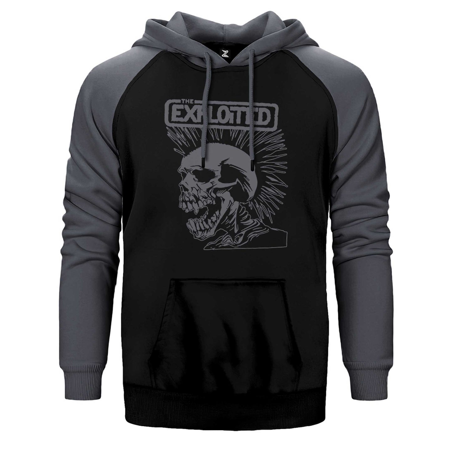 The Exploited Skull Çift Renk Reglan Kol Sweatshirt / Hoodie