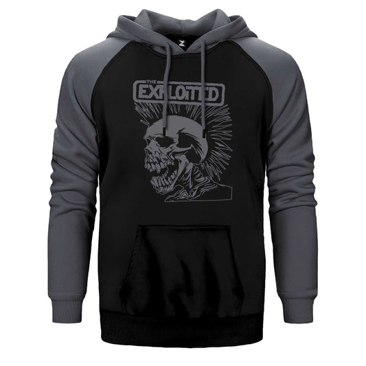 The Exploited Skull Çift Renk Reglan Kol Sweatshirt / Hoodie