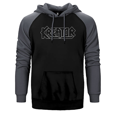 Kreator Logo Çift Renk Reglan Kol Sweatshirt / Hoodie