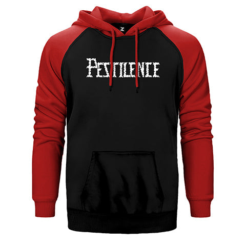Pestilence Logo Çift Renk Reglan Kol Sweatshirt / Hoodie