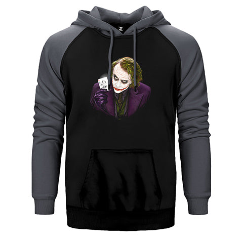Joker Poker Card Çift Renk Reglan Kol Sweatshirt / Hoodie