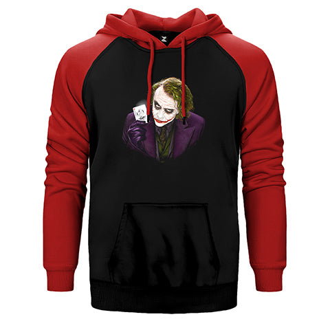 Joker Poker Card Çift Renk Reglan Kol Sweatshirt / Hoodie