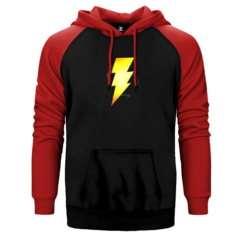 Shazam Logo Çift Renk Reglan Kol Sweatshirt / Hoodie