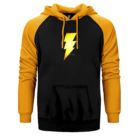 Shazam Logo Çift Renk Reglan Kol Sweatshirt / Hoodie