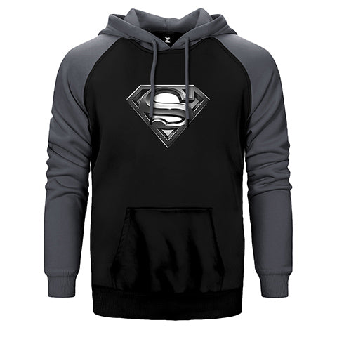 Superman Logo Çift Renk Reglan Kol Sweatshirt / Hoodie