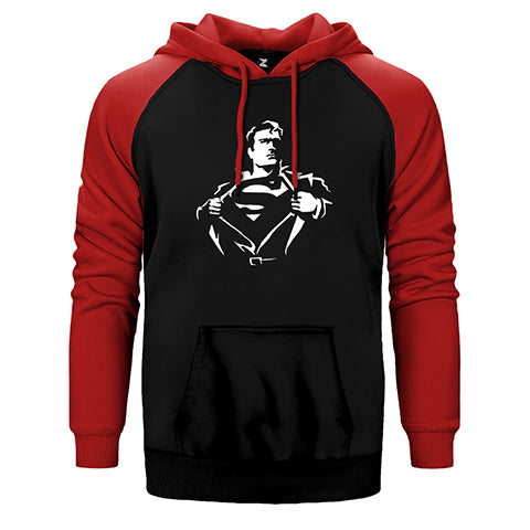 Superman Man Çift Renk Reglan Kol Sweatshirt / Hoodie