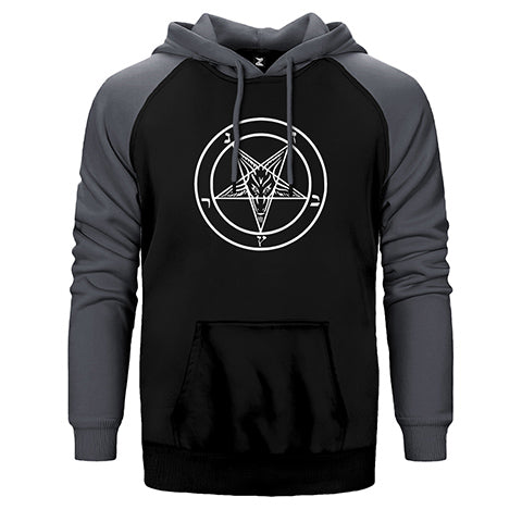 Baphomet Logo Çift Renk Reglan Kol Sweatshirt / Hoodie