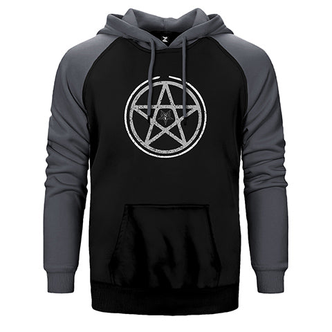 Baphomet Pentagram Çift Renk Reglan Kol Sweatshirt / Hoodie