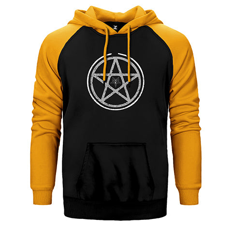 Baphomet Pentagram Çift Renk Reglan Kol Sweatshirt / Hoodie