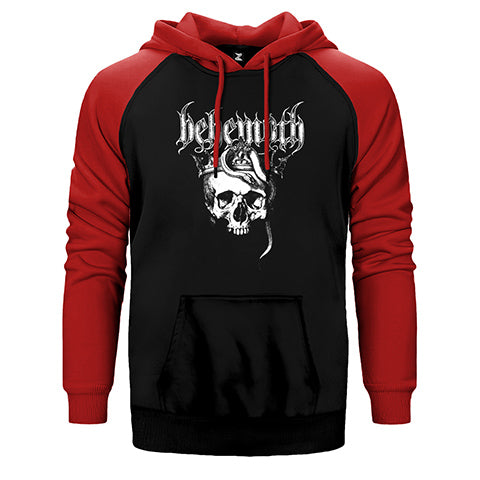 Behemoth Skull Çift Renk Reglan Kol Sweatshirt / Hoodie