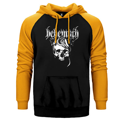 Behemoth Skull Çift Renk Reglan Kol Sweatshirt / Hoodie