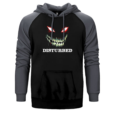 Disturbed Teeth and Eyes Çift Renk Reglan Kol Sweatshirt / Hoodie