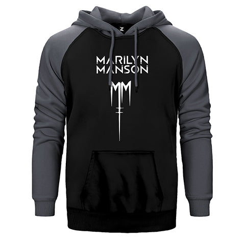 Marilyn Manson Logo Çift Renk Reglan Kol Sweatshirt / Hoodie