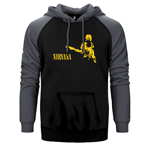 Nirvana Kurt Cobain Çift Renk Reglan Kol Sweatshirt / Hoodie