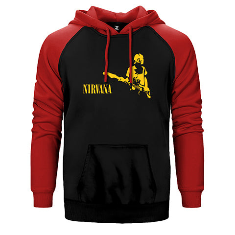 Nirvana Kurt Cobain Çift Renk Reglan Kol Sweatshirt / Hoodie