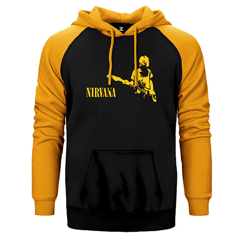 Nirvana Kurt Cobain Çift Renk Reglan Kol Sweatshirt / Hoodie