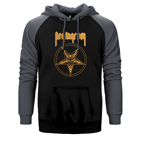 Pentagam Logo and Text 3 Çift Renk Reglan Kol Sweatshirt / Hoodie