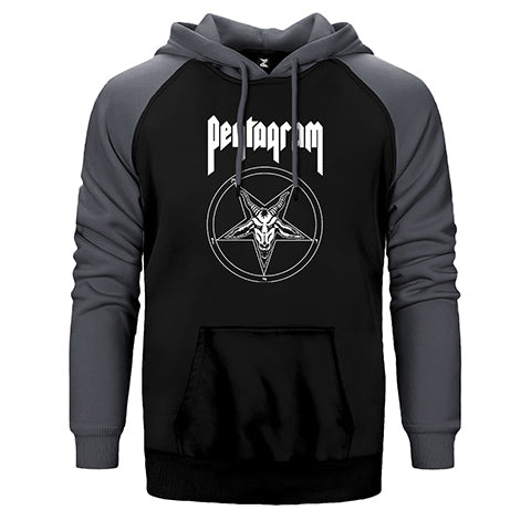 Pentagram Logo and Text 2 Çift Renk Reglan Kol Sweatshirt / Hoodie
