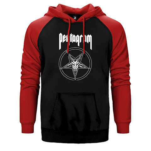 Pentagram Logo and Text 2 Çift Renk Reglan Kol Sweatshirt / Hoodie