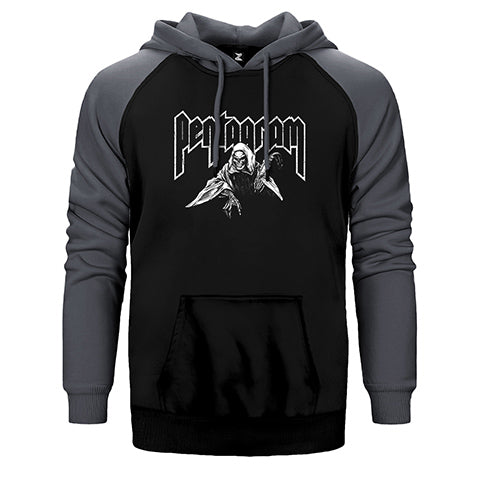Pentagram Lucifer Çift Renk Reglan Kol Sweatshirt / Hoodie