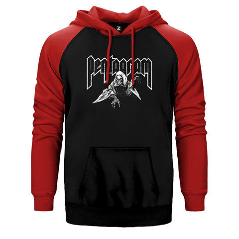 Pentagram Lucifer Çift Renk Reglan Kol Sweatshirt / Hoodie