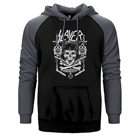 Slayer Gun and Chain Çift Renk Reglan Kol Sweatshirt / Hoodie