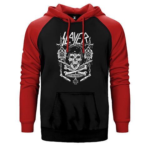 Slayer Gun and Chain Çift Renk Reglan Kol Sweatshirt / Hoodie
