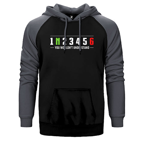 Motocycle Gears Çift Renk Reglan Kol Sweatshirt / Hoodie