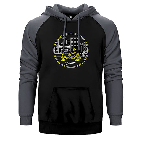 Vespa Tour at City Çift Renk Reglan Kol Sweatshirt / Hoodie