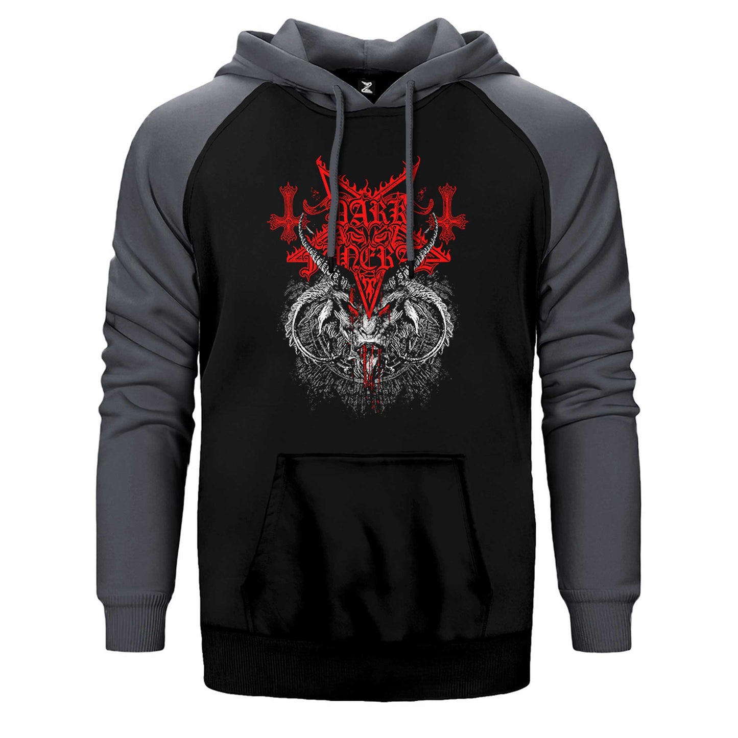 Dark Funeral Demon Head Çift Renk Reglan Kol Sweatshirt / Hoodie