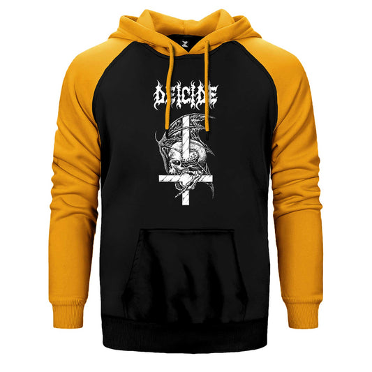 Deicide Design Çift Renk Reglan Kol Sweatshirt / Hoodie