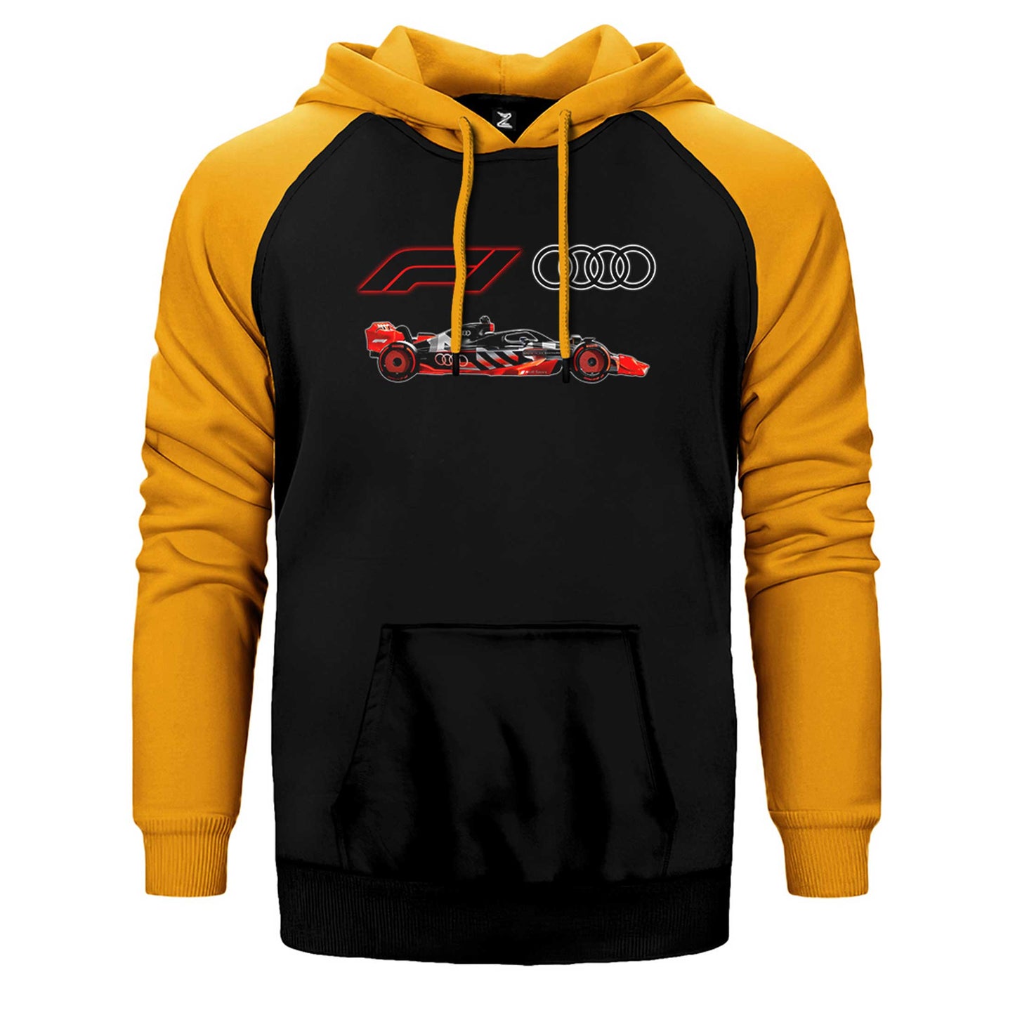 F1 Audi Logo Car Çift Renk Reglan Kol Sweatshirt / Hoodie