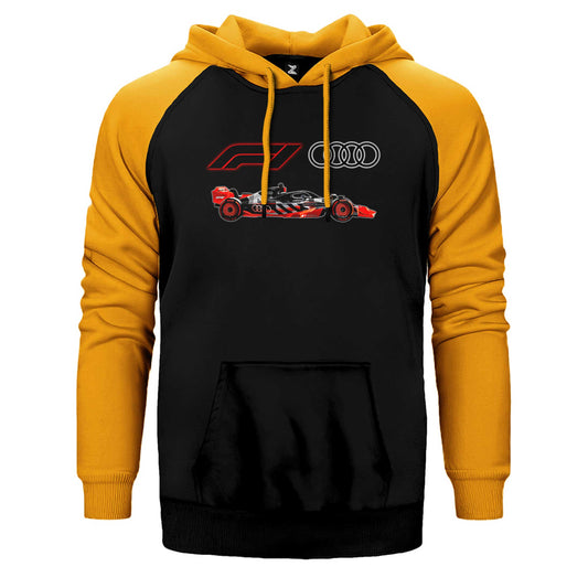 F1 Audi Logo Car Çift Renk Reglan Kol Sweatshirt / Hoodie