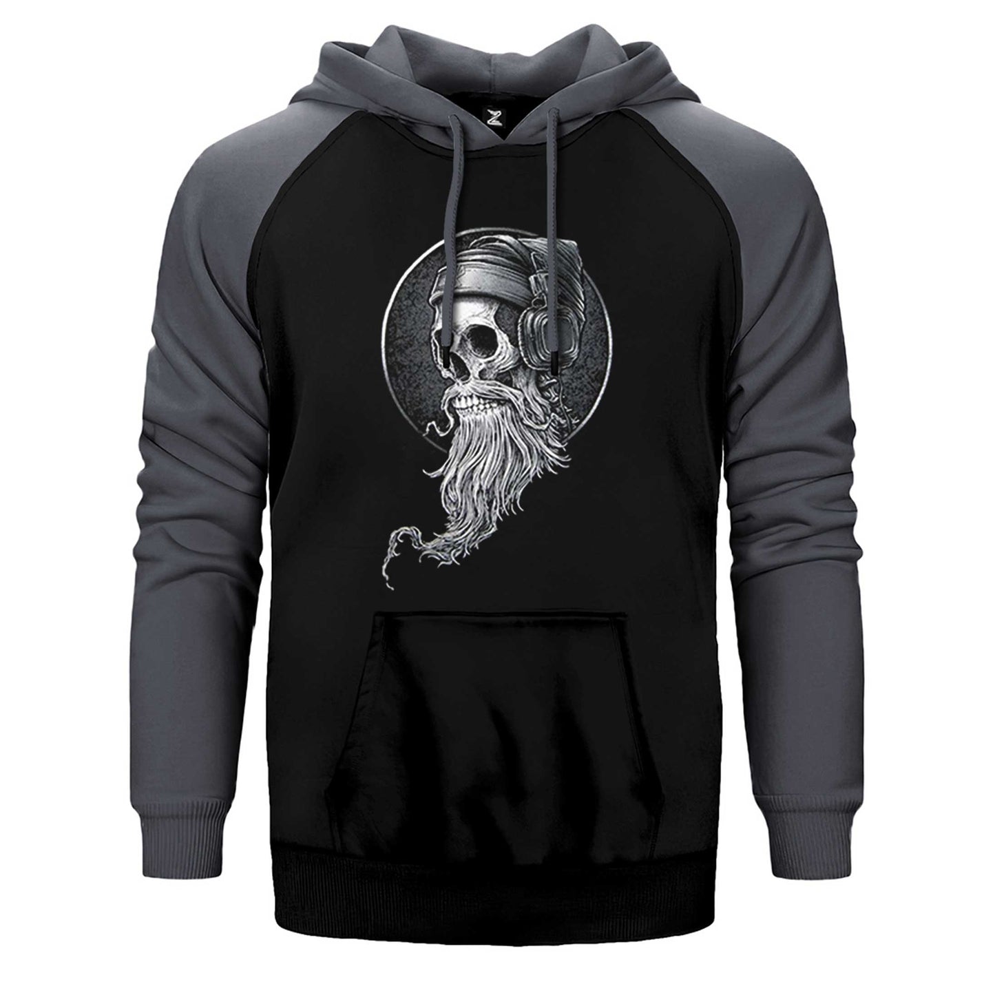 Skull Kuru Kafa Hippy Çift Renk Reglan Kol Sweatshirt / Hoodie