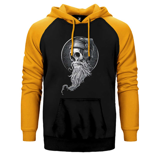 Skull Kuru Kafa Hippy Çift Renk Reglan Kol Sweatshirt / Hoodie