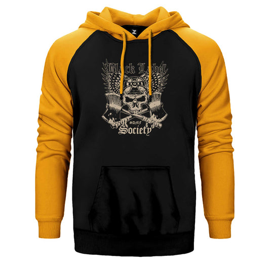 Black Label Society Skull Classic Çift Renk Reglan Kol Sweatshirt / Hoodie