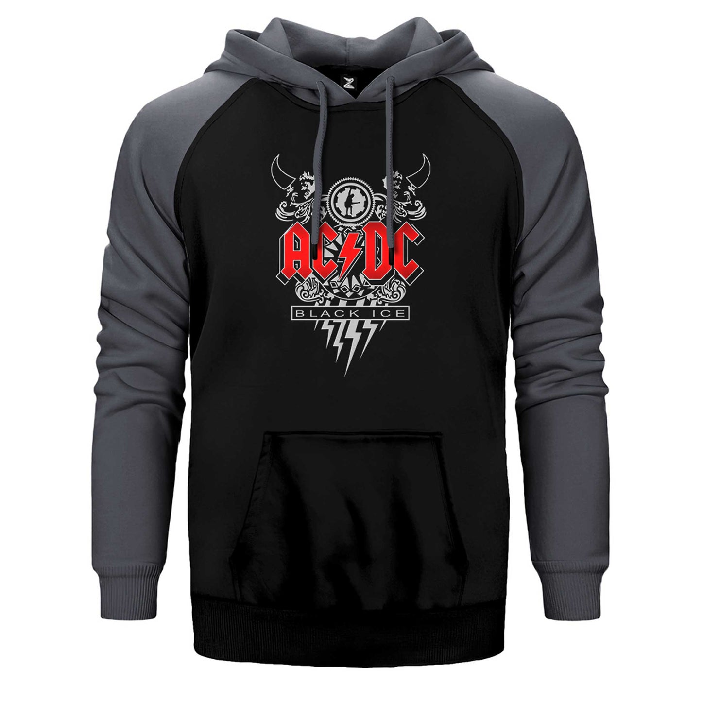 AC DC Black Ice Design Çift Renk Reglan Kol Sweatshirt / Hoodie