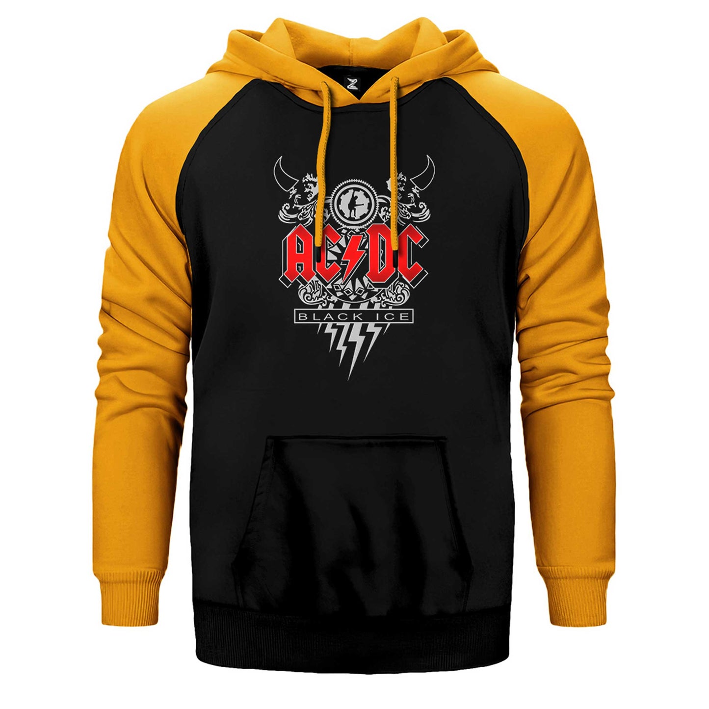 AC DC Black Ice Design Çift Renk Reglan Kol Sweatshirt / Hoodie